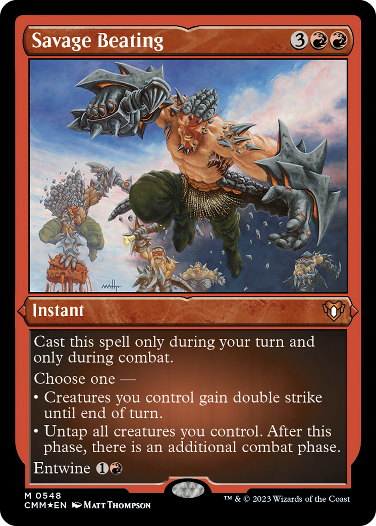 Savage Beating (Foil Etched) [Commander Masters] | Jack's On Queen