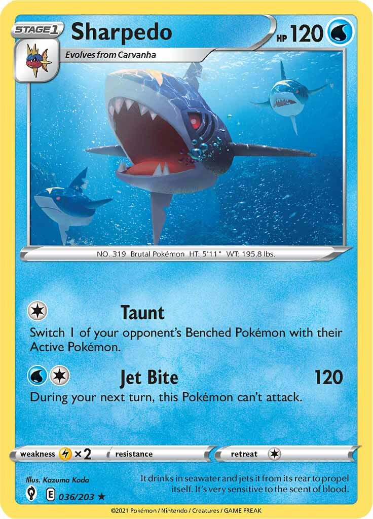 Sharpedo (036/203) [Sword & Shield: Evolving Skies] | Jack's On Queen