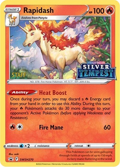 Rapidash (SWSH270) (Prerelease) (Staff) [Sword & Shield: Black Star Promos] | Jack's On Queen