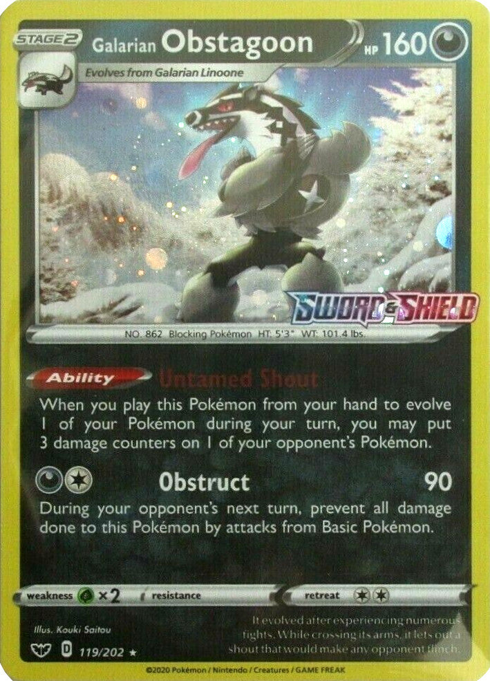 Galarian Obstagoon (119/202) (Cosmos Holo) [Sword & Shield: Base Set] | Jack's On Queen