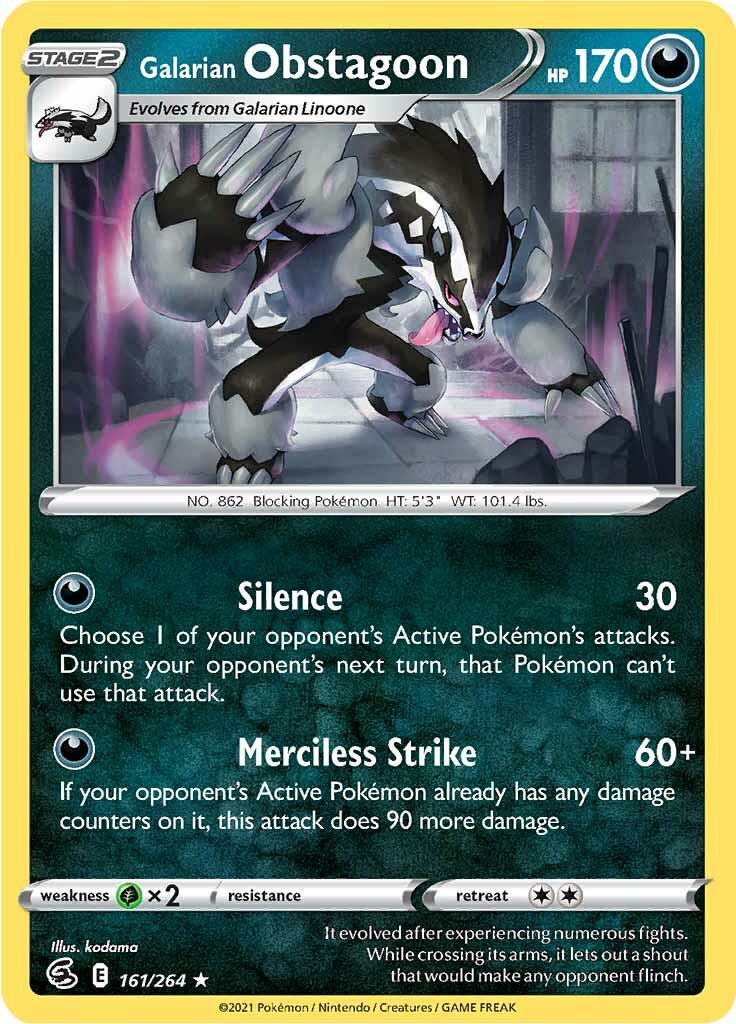 Galarian Obstagoon (161/264) [Sword & Shield: Fusion Strike] | Jack's On Queen