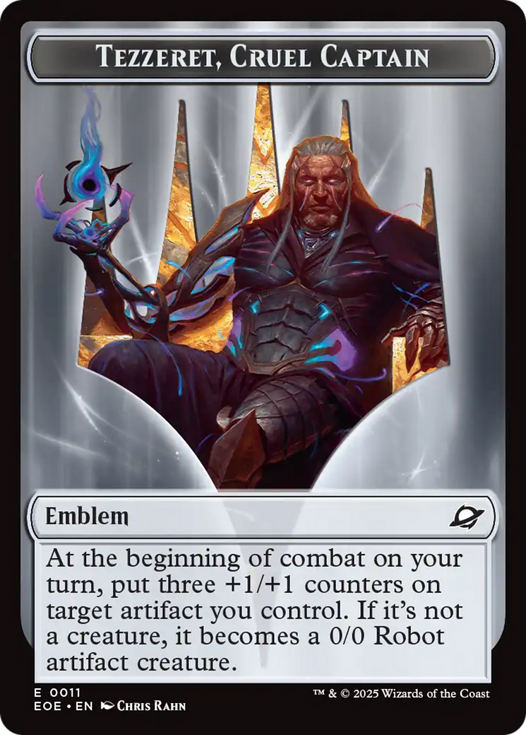 Robot // Emblem - Tezzeret, Cruel Captain Double-Sided Token [Edge of Eternities Tokens] | Jack's On Queen
