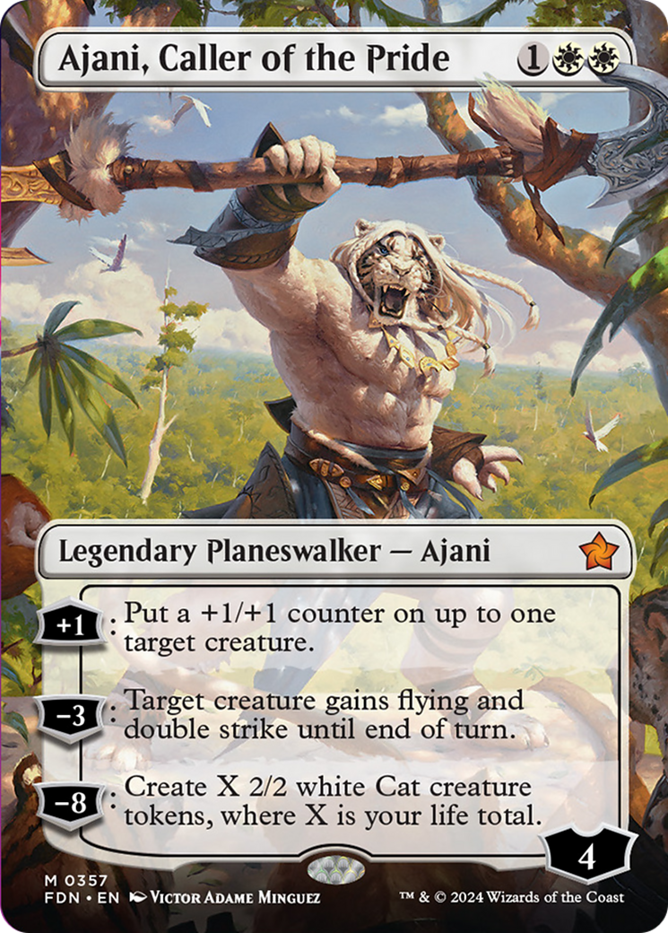 Ajani, Caller of the Pride (Borderless) [Foundations] | Jack's On Queen