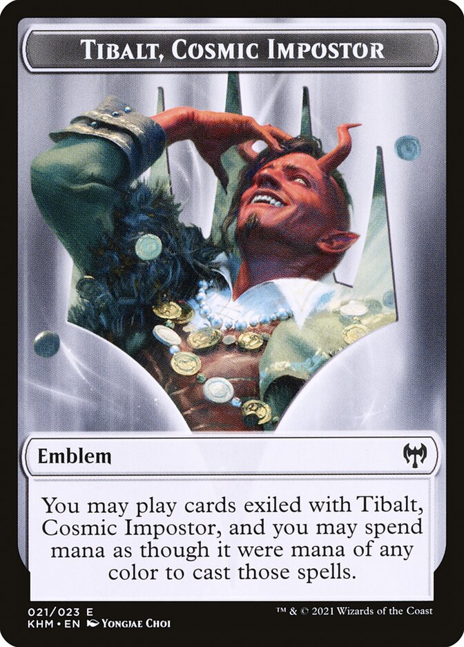 Elf Warrior // Tibalt, Cosmic Impostor Emblem Double-Sided Token [Kaldheim Tokens] | Jack's On Queen