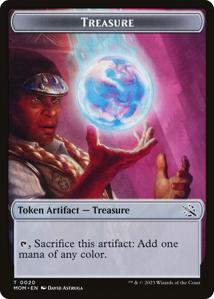 Treasure (20) // Teferi Akosa of Zhalfir Emblem Double-Sided Token [March of the Machine Tokens] | Jack's On Queen