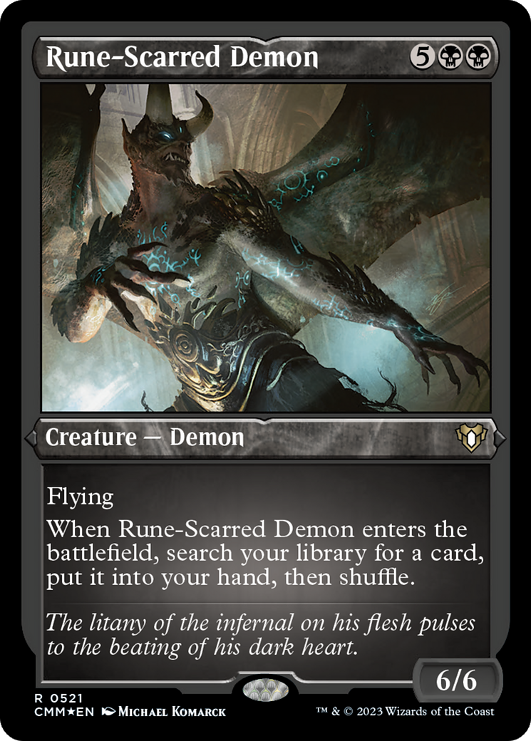 Rune-Scarred Demon (Foil Etched) [Commander Masters] | Jack's On Queen