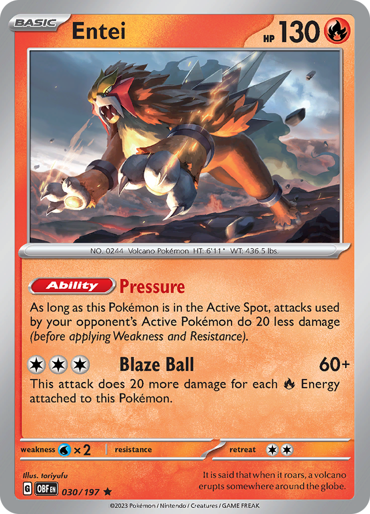 Entei (030/197) [Scarlet & Violet: Obsidian Flames] | Jack's On Queen