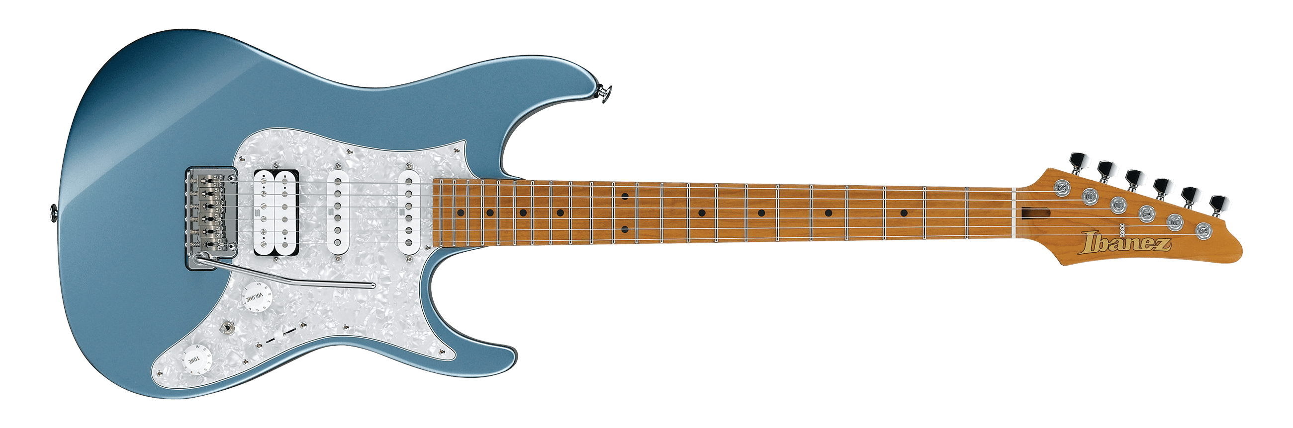 Ibanez AZ2204-ICM Prestige Double Cutaway HSS with Vibrato, Roasted Maple Neck - Ice Blue Metallic | Jack's On Queen