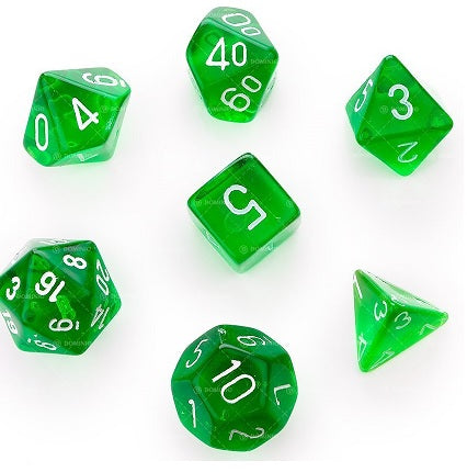 TRANSPARENT POLYHEDRAL GREEN/WHITE 7/SET CUBE | Jack's On Queen