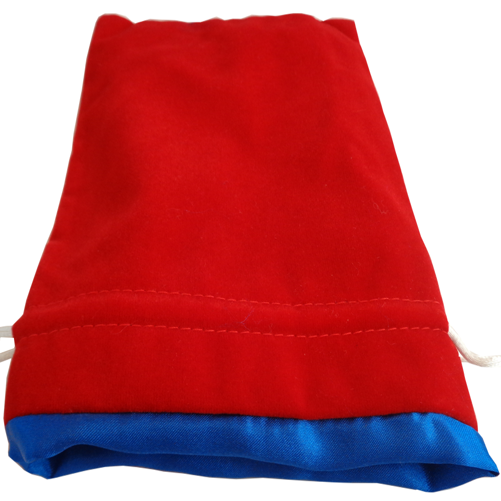 LARGE DICE BAG VELVET RED W/ BLUE SATIN (10) | Jack's On Queen