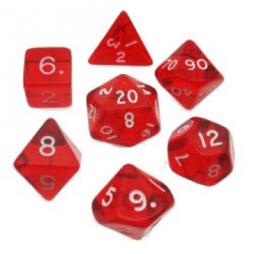 TRANSPARENT POLYHEDRAL RED/WHITE 7/SET CUBE | Jack's On Queen