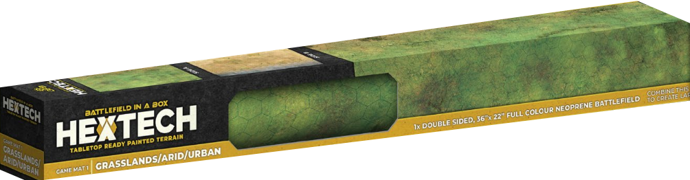 BATTLEFIELD IN A BOX: HEXTECH GAME MAT V1 DOUBLE-SIDED (GRASSLANDS/ARID/URBAN) 36X22 | Jack's On Queen