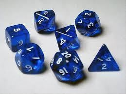 TRANSPARENT POLYHEDRAL BLUE/WHITE 7/SET CUBE | Jack's On Queen