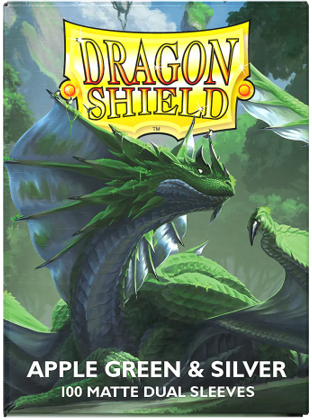 DRAGON SHIELD SLEEVES DUAL MATTE APPLE GREEN AND SILVER | Jack's On Queen