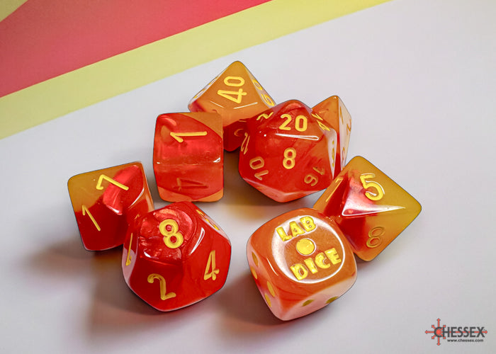 GEMINI 7-DIE SET POLYHEDRAL RED/YELLOW LUMINARY | Jack's On Queen