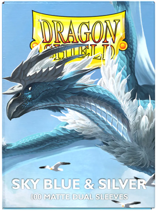 DRAGON SHIELD SLEEVES DUAL MATTE SKY BLUE AND SILVER | Jack's On Queen
