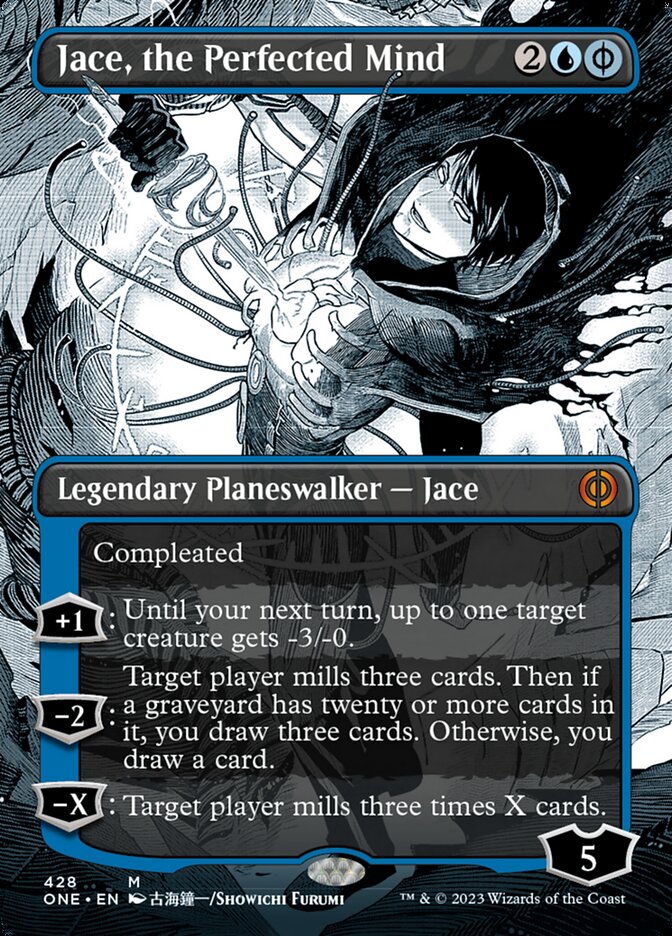 Jace, the Perfected Mind (Borderless Manga Step-and-Compleat Foil) [Phyrexia: All Will Be One] | Jack's On Queen