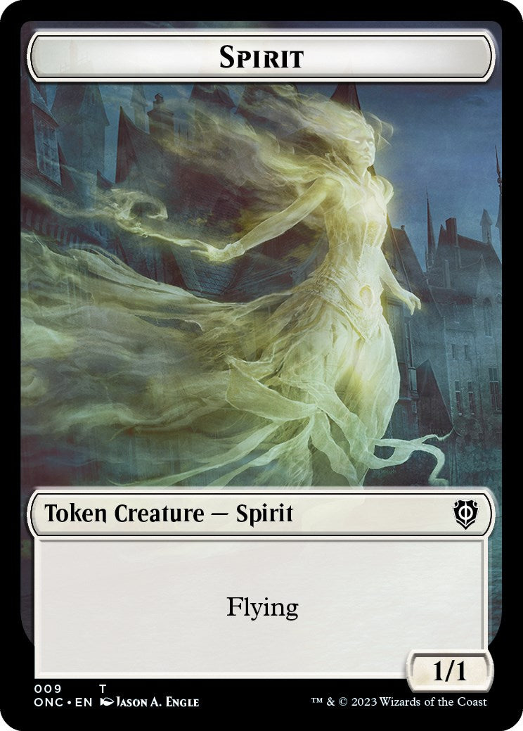 Human // Spirit Double-Sided Token [Phyrexia: All Will Be One Commander Tokens] | Jack's On Queen