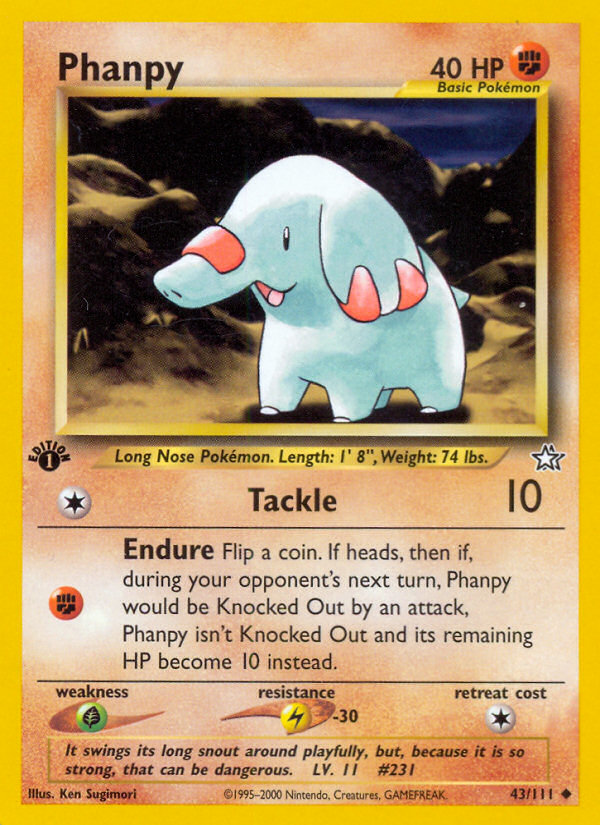 Phanpy (43/111) [Neo Genesis 1st Edition] | Jack's On Queen