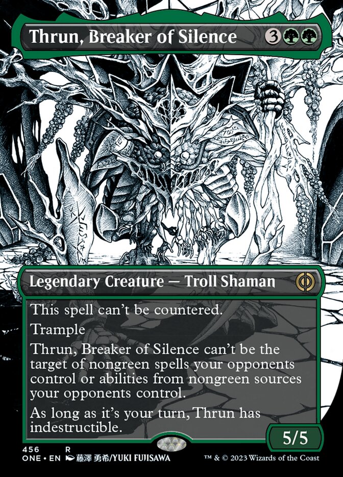 Thrun, Breaker of Silence (Borderless Manga Step-and-Compleat Foil) [Phyrexia: All Will Be One] | Jack's On Queen