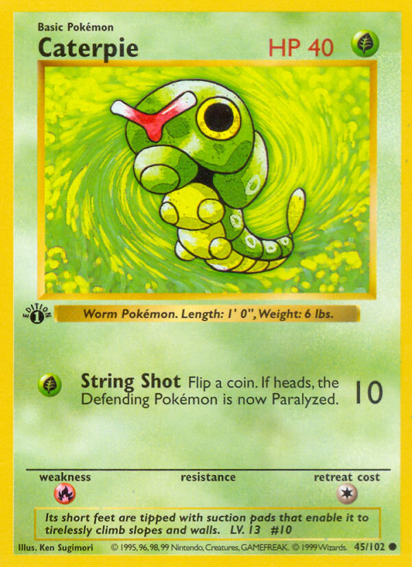 Caterpie (45/102) (Shadowless) [Base Set 1st Edition] | Jack's On Queen