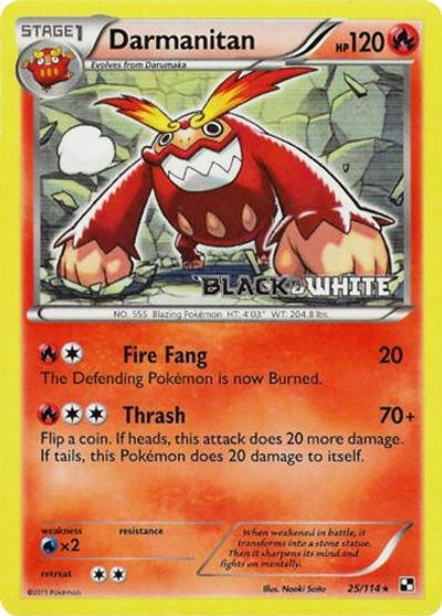 Darmanitan (25/114) (Prerelease Promo) [Black & White: Black Star Promos] | Jack's On Queen