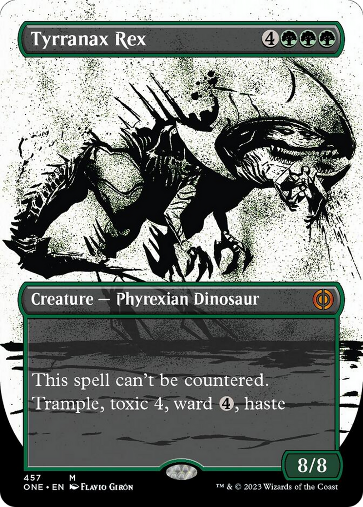 Tyrranax Rex (Borderless Ichor Step-and-Compleat Foil) [Phyrexia: All Will Be One] | Jack's On Queen