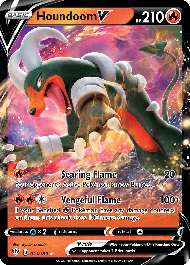 Houndoom V (021/189) [Sword & Shield: Darkness Ablaze] | Jack's On Queen