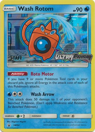 Wash Rotom (SM94) (Staff Prerelease Promo) [Sun & Moon: Black Star Promos] | Jack's On Queen