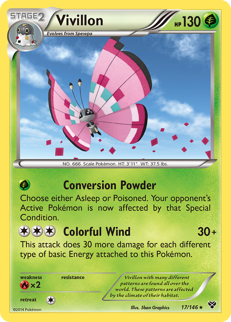 Vivillon (17/146) (Meadow Form/Pink Wings) [XY: Base Set] | Jack's On Queen