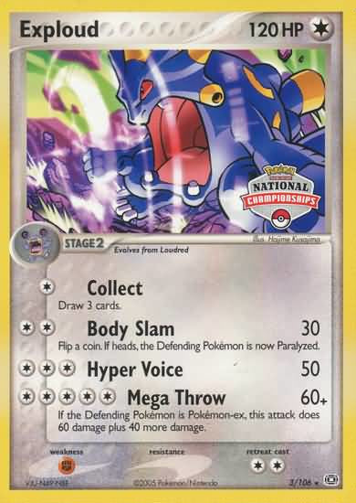 Exploud (3/106) (National Championship Promo) [EX: Emerald] | Jack's On Queen