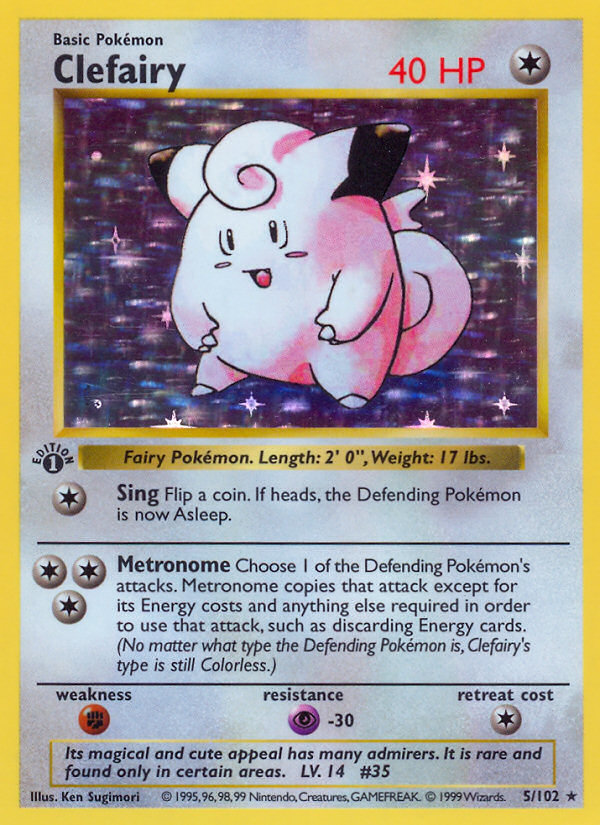 Clefairy (5/102) (Shadowless) [Base Set 1st Edition] | Jack's On Queen