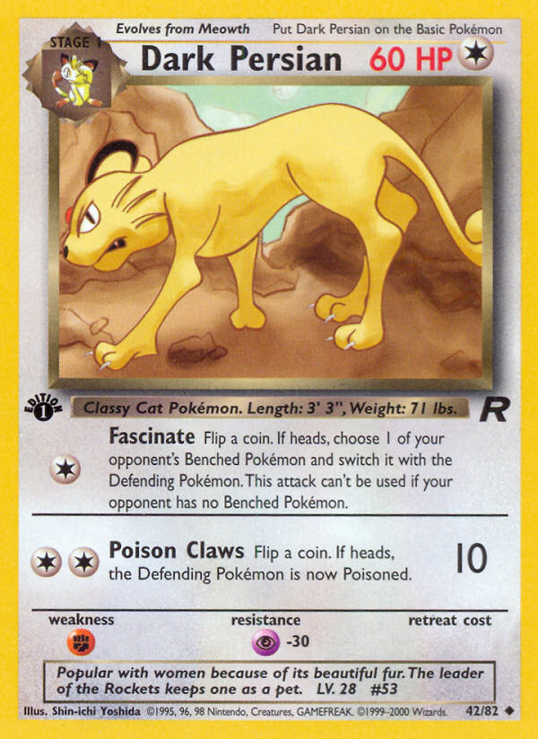 Dark Persian (42/82) [Team Rocket 1st Edition] | Jack's On Queen