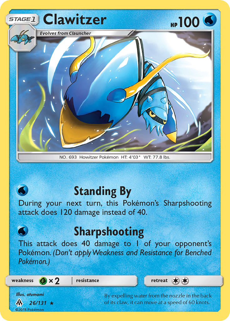 Clawitzer (26/131) [Sun & Moon: Forbidden Light] | Jack's On Queen