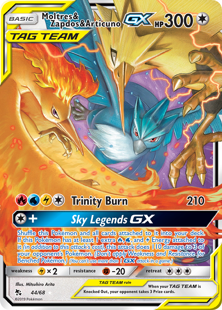 Moltres & Zapdos & Articuno GX (44/68) [Sun & Moon: Hidden Fates] | Jack's On Queen