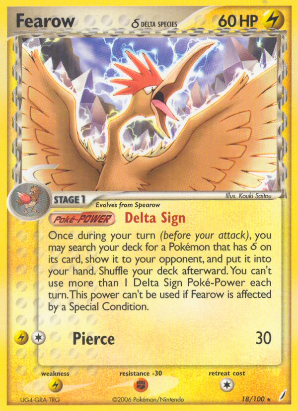 Fearow (18/100) (Delta Species) [EX: Crystal Guardians] | Jack's On Queen