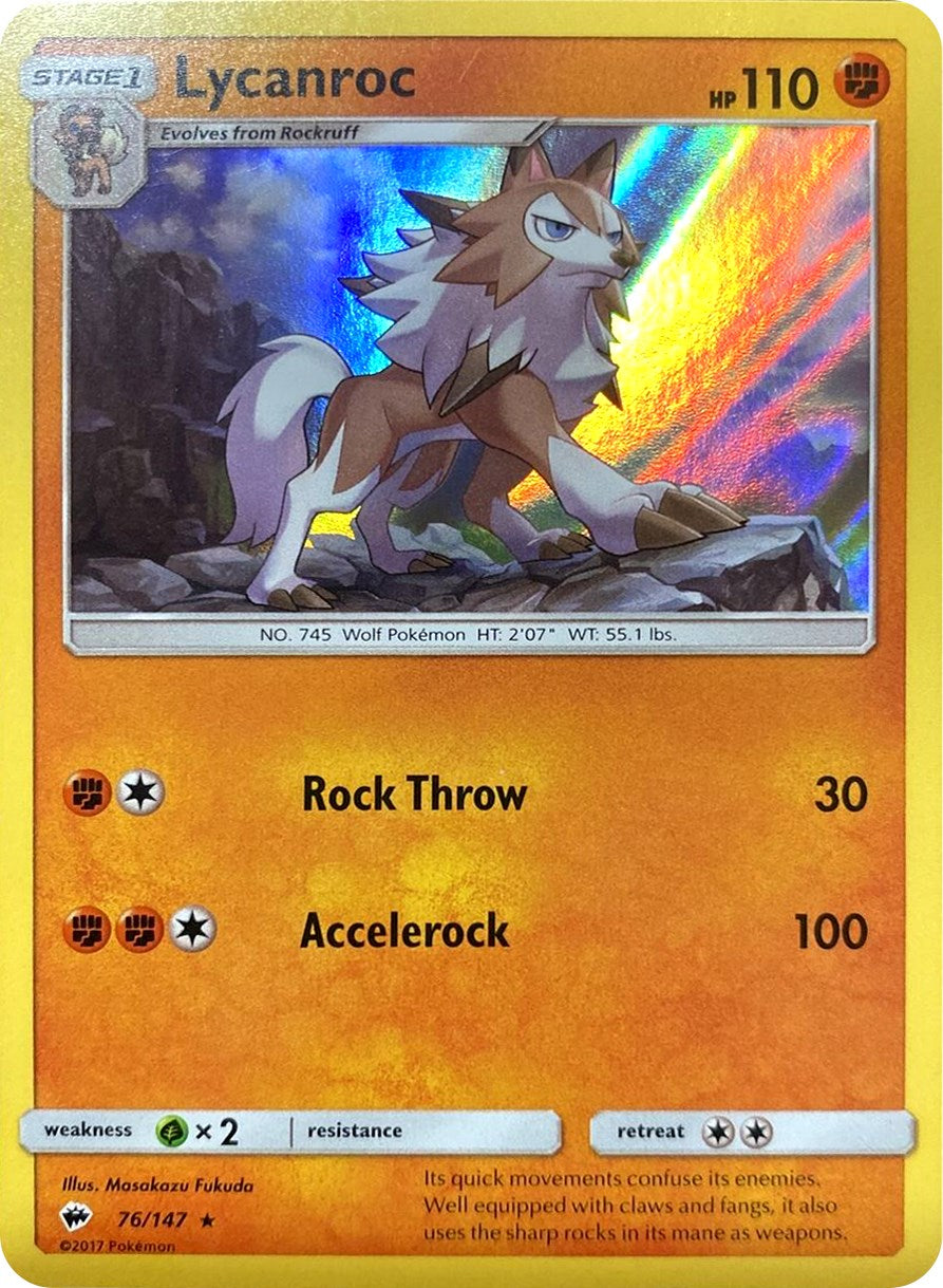 Lycanroc (76/147) (Water Web Holo) [Sun & Moon: Burning Shadows] | Jack's On Queen