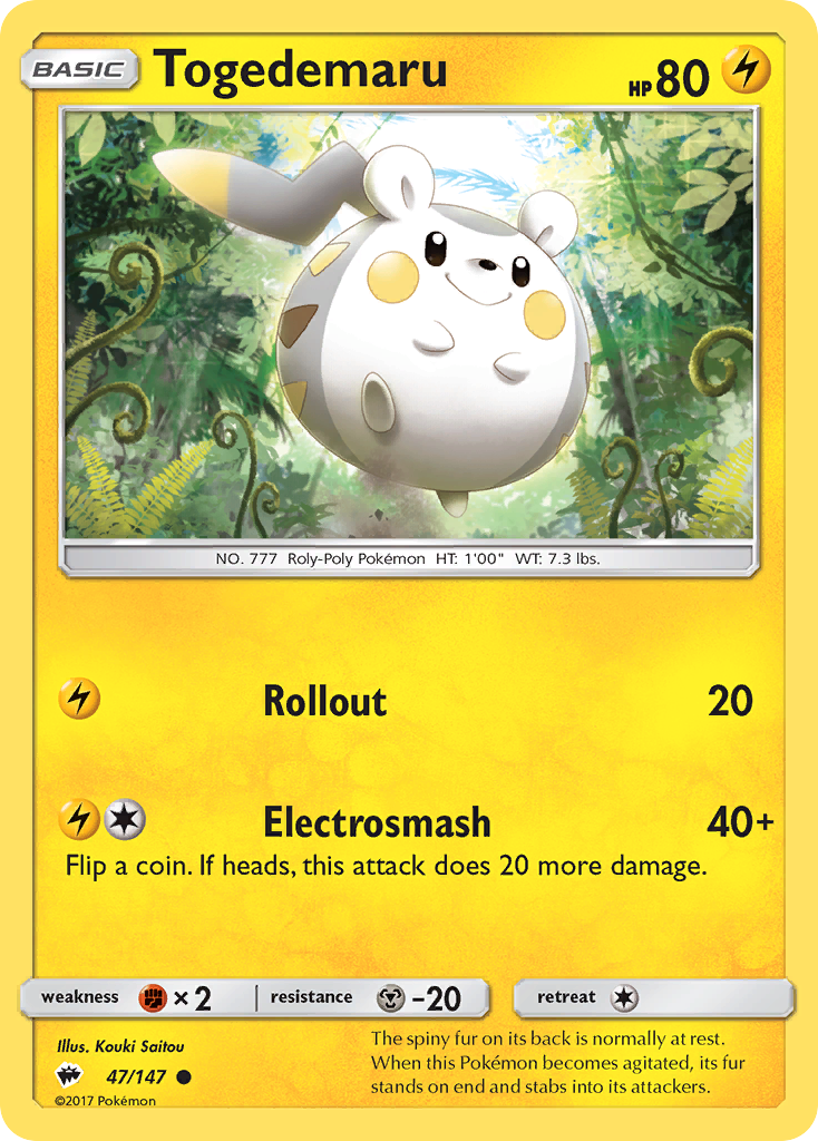 Togedemaru (47/147) [Sun & Moon: Burning Shadows] | Jack's On Queen