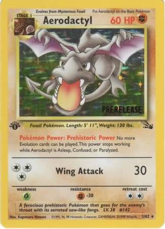 Aerodactyl (1/62) (Prerelease Promo) [Fossil 1st Edition] | Jack's On Queen