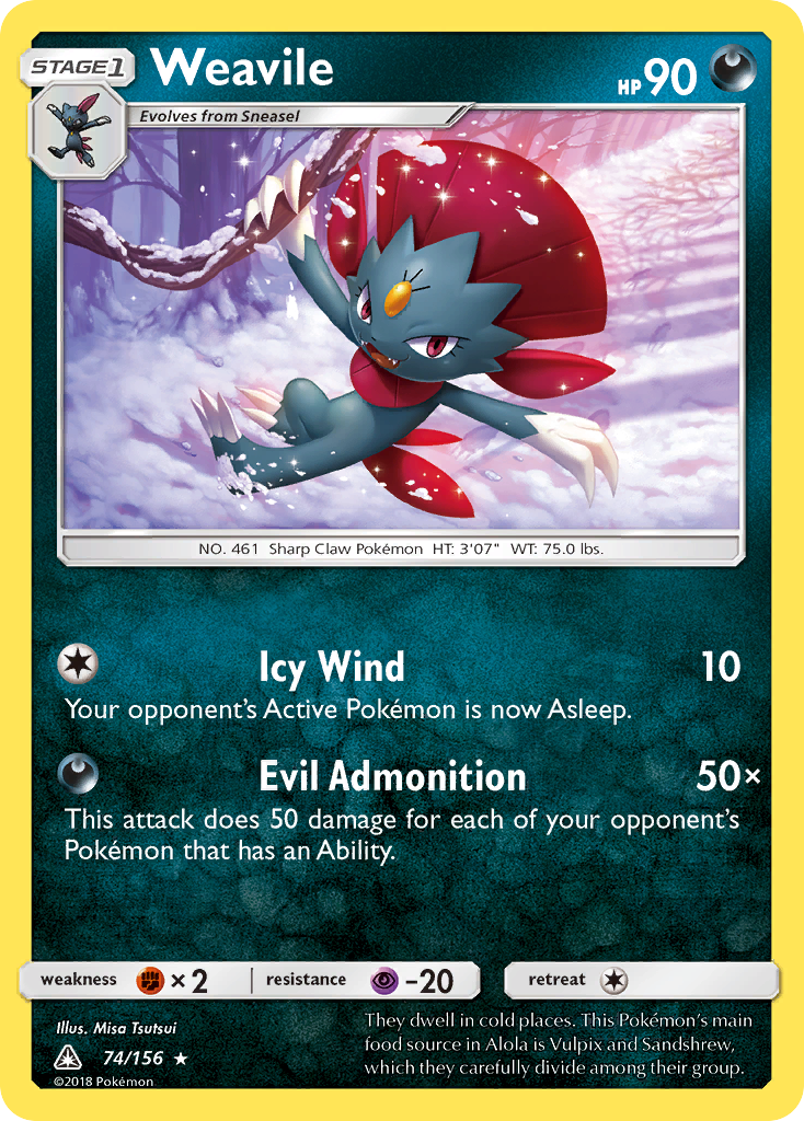 Weavile (74/156) [Sun & Moon: Ultra Prism] | Jack's On Queen