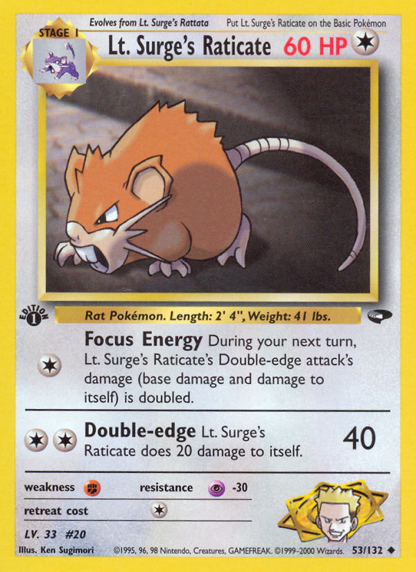 Lt. Surge's Raticate (53/132) [Gym Challenge 1st Edition] | Jack's On Queen