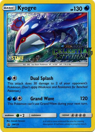 Kyogre (SM129) (Staff Prerelease Promo) [Sun & Moon: Black Star Promos] | Jack's On Queen