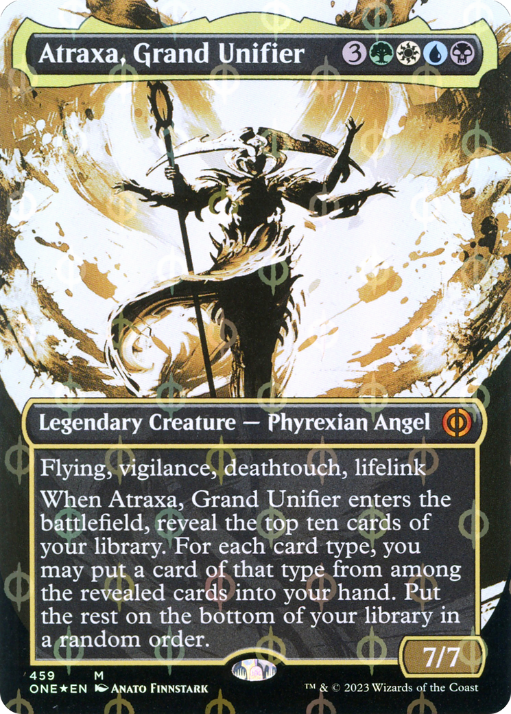 Atraxa, Grand Unifier (Borderless Ichor Step-and-Compleat Foil) [Phyrexia: All Will Be One] | Jack's On Queen