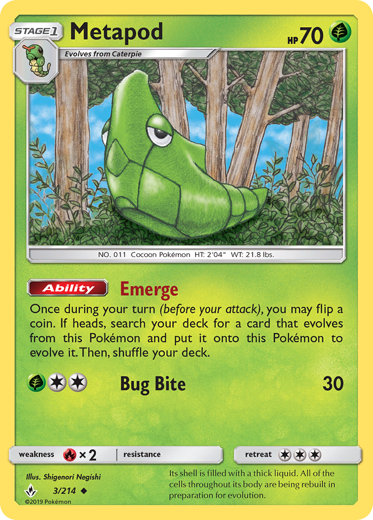 Metapod (3/214) [Sun & Moon: Unbroken Bonds] | Jack's On Queen