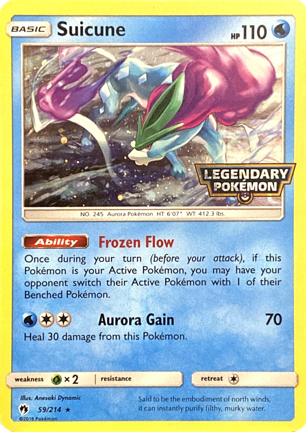 Suicune (59/214) (Legendary Pokemon Stamped) [Sun & Moon: Lost Thunder] | Jack's On Queen