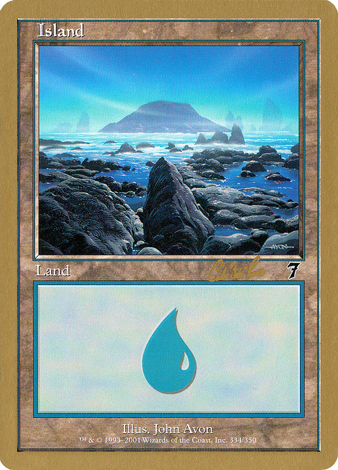 Island (cr334) (Carlos Romao) [World Championship Decks 2002] | Jack's On Queen