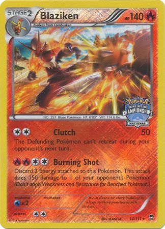 Blaziken (14/111) (National Championship Promo) [XY: Furious Fists] | Jack's On Queen