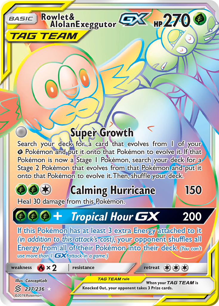 Rowlet & Alolan Exeggutor GX (237/236) [Sun & Moon: Unified Minds] | Jack's On Queen