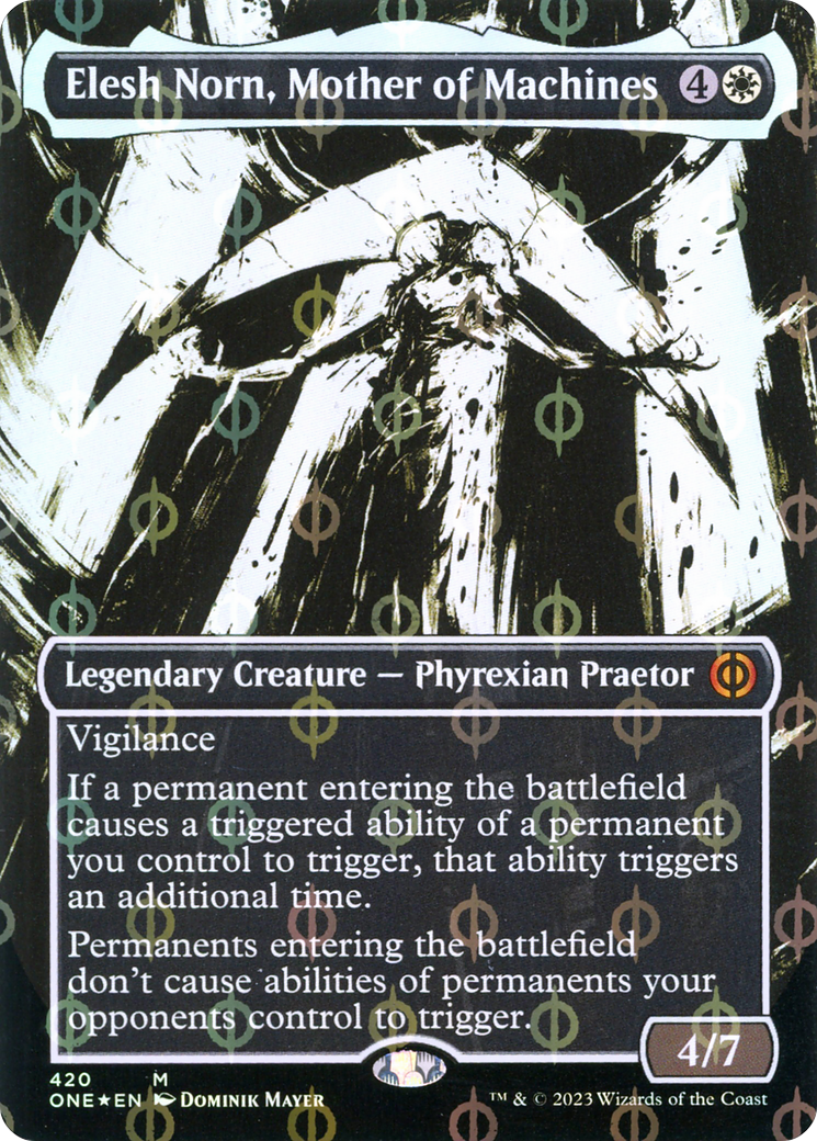 Elesh Norn, Mother of Machines (Borderless Ichor Step-and-Compleat Foil) [Phyrexia: All Will Be One] | Jack's On Queen