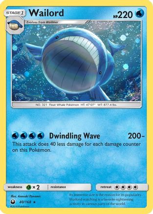 Wailord (40/168) (Cosmos Holo) [Sun & Moon: Celestial Storm] | Jack's On Queen